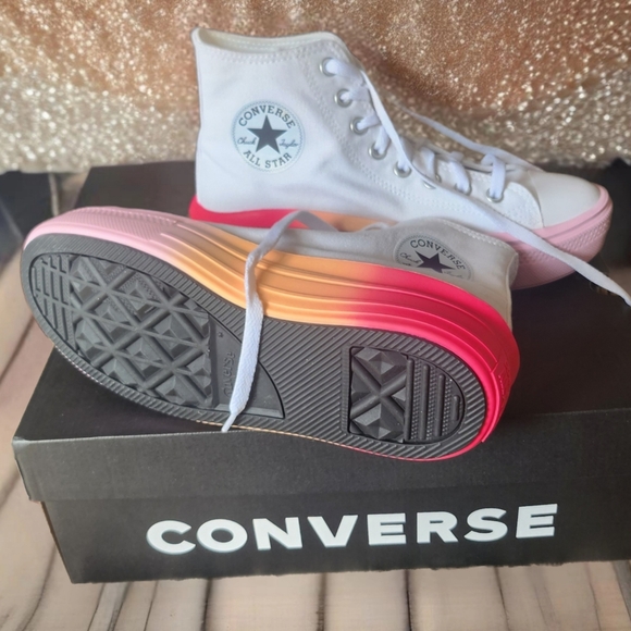 CHUCK TAYLOR ALL STAR MOVE PLATFORM BRIGHT OMBRE HIGH TOP SNEAKERS LIKE NEW - Picture 6 of 6